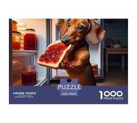 Puzzle 1000 pièces Teckel Mange Tartine - Jeu Impossible Difficile, décoration Murale 70x50cm/1000pcs