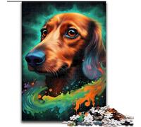 Puzzle 1000 pièces Teckel Onirique en Bois, idée Cadeau de Noël, Illustration Humoristique, Illustration détaillée 50x75cm Un pour Noël ou Un Anniversaire