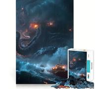 Puzzle 1000 pièces Tempête du Kraken pour Adultes Un Jeu Intelligent et Silencieux, aux découpes précises, Un Cadeau Original 50x75cm