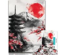 Puzzle 1000 pièces Temple Japonais Fleurs de Cerisier pour Adultes et Adolescents, Jouet éducatif et décompressant, Cadeau du Père Noël Secret 26x38cm