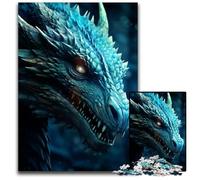 Puzzle 1000 pièces Tête de Dragon Bleu en Papier Jeu de décoration Stimulant Jouet interactif Familial 1000 pièces (38 x 26 cm)