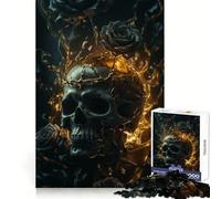 Puzzle 1000 pièces Tête de Mort avec Noir et Or pour Adolescents, Jouet de logique Stimulant, Cadeau raffiné et de qualité supérieure pour Toute la Famille 38x52cm