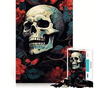 Puzzle 1000 pièces Tête de Mort et Roses pour Adultes Jeu de logique Pure Amusant et apaisant Découpe Nette Cadeau Exceptionnel 50x75cm