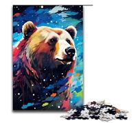 Puzzle 1000 pièces : Tête d'ours Brun entourée d'un cratère idéal pour Les Couples et Les Adolescents à partir de 14 Ans 75 x 50 cm