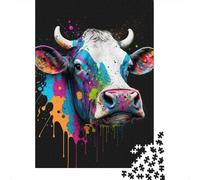 Puzzle 1000 pièces Têtes de Vache colorées pour Adultes et Adolescents, Jouets éducatifs en Papier, 1000 pièces (38 x 26 cm)
