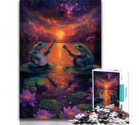 Puzzle 1000 pièces « The Frog Band at Sunset » pour Adolescents, Jeux éducatifs, décoration d'intérieur, Collection d'artistes, Beaux-Arts (38x26cm)