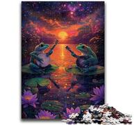 Puzzle 1000 pièces The Frog Band at Sunset pour Adultes et Adolescents, Un Jeu éducatif Amusant et Humoristique pour Un Anniversaire (38x26cm)