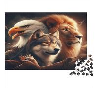 Puzzle 1000 pièces Thème Animaux pour Adultes Carton Puzzle Loup Défi Cognitif Décoration Murale 52x38cm/1000pcs