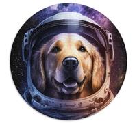 Puzzle 1000 pièces, thème Astronaute, Golden Retriever, Rond, pour Adultes, soirée de Jeux en Famille, décoration à Faire soi-même, 67,5 x 67,5 cm