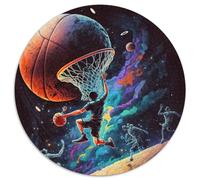 Puzzle 1000 pièces, thème Basket-Ball, coloré, Rond, 1000 pièces, Casse-tête Stimulant pour Adolescents, soirée de Jeux en Famille (Taille 67,5 x 67,5 cm)