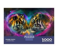 Puzzle 1000 Pièces Tiger Love Heart Art Print Puzzles pour Adultes Améliore La Mémoire Interaction Parent-Enfant Casse-tête Jeux De Société 70x50cm/1000pcs