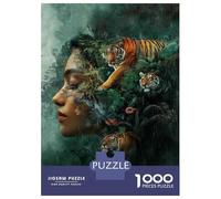 Puzzle 1000 Pièces Tiger Woman Art Print Puzzles pour Adolescents Course De Vitesse Manuelle Activités Amusantes À La Maison Jeu Stimulant Et Jeu en Famille 70x50cm/1000pcs