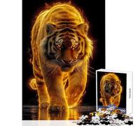 Puzzle 1000 pièces Tigre Alpha enflammé Décoration Murale Idée Cadeau et Jeu de réflexion Convient pour la décoration de Bureau Dimensions 38x52cm