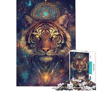Puzzle 1000 pièces Tigre Attrape-rêves Vision Jeu éducatif et addictif pour développer la Patience pour Un Anniversaire (Dimensions 38x26cm)