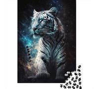 Puzzle 1000 pièces Tigre Blanc Galaxie, Cadeaux de Noël, Puzzle en Papier pour Adolescents, Puzzles Amusants 1000 pièces (38 x 26 cm)