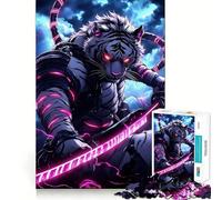 Puzzle 1000 pièces Tigre Blanc Samouraï Activité ludique et stimulante Qualité Professionnelle pour développer la mémoire (50x75cm)