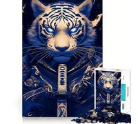 Puzzle 1000 pièces Tigre Blanc samouraï Jeu Amusant et Facile à Assembler Pièces nettes et sans bavures Format Voyage 38x26cm
