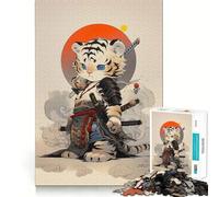 Puzzle 1000 pièces Tigre Blanc Samouraï Jeu de création et de développement Personnel Emboîtement Parfait Pas de pièces détachées Activité de Partage et de complicité avec Les Proches (50x75cm)