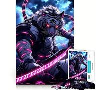 Puzzle 1000 pièces Tigre Blanc Samouraï Jeu de réflexion Assemblage Stable Pièces Qui ne bougent Pas Passe-Temps agréable pour Les Longs Week-Ends (38x52cm)