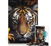 Puzzle 1000 pièces Tigre Celtique Découpe Nette Jeu de Construction Artistique Jeu de détente Jeu d'anniversaire Amusant (38x26cm)