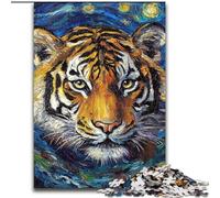 Puzzle 1000 pièces Tigre Ciel Nocturne pour Adultes, Jeux de Détente, Amour et Détente pour Couples 14 Ans et Plus (26x38cm)