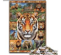 Puzzle 1000 pièces Tigre Collage pour Adultes, Jeux éducatifs, décoration d'intérieur, à Offrir en Cadeau à Toute la Famille (Taille 26x38cm)