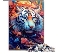 Puzzle 1000 pièces Tigre coloré en Bois, idée Cadeau de Noël, Illustration Humoristique, Illustration détaillée 50x75cm pour Anniversaire, Vacances, Noël, Halloween
