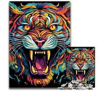Puzzle 1000 pièces Tigre coloré pour Adultes, idéal pour se détendre et se Mettre au défi, décoration d'intérieur colorée, pour Les Amis 26x38cm / 10,23x14,96 Pouces