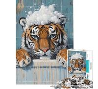 Puzzle 1000 pièces Tigre dans Un Bain Jeu éducatif Difficile et Stimulant d'analyse et de logique adapté aux 14 Ans et Plus (50x75cm)