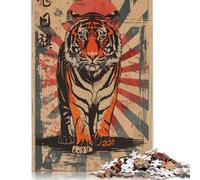 Puzzle 1000 pièces Tigre Drapeau du Soleil Levant pour Adultes Puzzle pour Un Moment en Famille Défi cérébral 1000 pièces (75 x 50 cm)