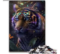 Puzzle 1000 pièces Tigre Fantaisie en Bois, idéal pour Les Anniversaires, Noël et Halloween 50x75cm pour la décoration intérieure, l'entraînement cérébral et Les Cadeaux de Noël