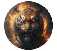 Puzzle 1000 pièces Tigre Magique, Puzzles Ronds 1000 pièces pour Adultes, Décoration d'intérieur, Entraînement cérébral et Cadeaux de Noël 67,5 x 67,5 cm