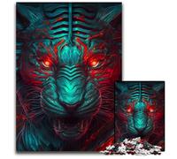 Puzzle 1000 pièces Tigre Monstre Bleu, Puzzle en Carton pour Adultes, idéal pour Les Adolescents et Les collectionneurs, décoration d'intérieur et Cadeau de Voyage 26x38cm/10,23x14,96 Pouces