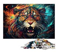 Puzzle 1000 pièces Tigre mystérieux et coloré pour Adultes décoration Murale en Papier 1000 pièces (38 x 26 cm)