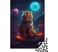 Puzzle 1000 Pièces Tigre Mystique sur Mars pour Adultes Puzzle Rectangulaire Créatif Puzzle Puzzle en Papier Jeu d'Ingéniosité (38x26cm)