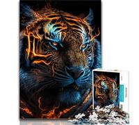Puzzle 1000 pièces Tigre Néon Puzzle 1000 pièces pour Ados et Adultes avec Affiche et fiche de Questions-réponses Assorties (à partir de 14 Ans) (26x38cm)