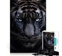 Puzzle 1000 pièces Tigre Noir Sauvage pour Adolescents, Jeu de logique et de Sens, Simple et Amusant, Bords Lisses, Cadeau élégant (38x52cm)