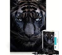 Puzzle 1000 pièces Tigre Noir Sauvage pour Adultes Jeu de réflexion et de Loisirs Découpe Fine pour Noël (50x75cm)