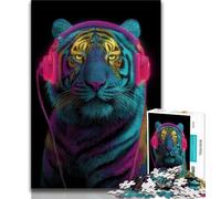 Puzzle 1000 pièces Tigre Portant Un Casque Puzzles 1000 pièces décoration Murale Cadeaux d'anniversaire et de Noël Uniques Convient pour Et 14 38x26cm