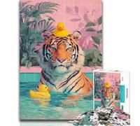 Puzzle 1000 pièces Tigre prenant Un Bain Puzzles pour Adultes 1000 pièces, Relax Games est idéal comme Cadeau pour Toute la Famille 50x75cm