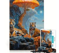 Puzzle 1000 pièces Tigres Champignons Surréalistes pour Adolescents Jeu Intelligent et Complice Découpe Lisse Liste de souhaits du Père Noël 38x26cm