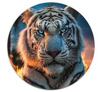 Puzzle 1000 pièces Tigres de feu captifs pour Adultes, Puzzle Rond 1000 pièces, activité familiale, décoration d'intérieur, Cadeau de Vacances (67,5x67,5cm)
