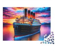 Puzzle 1000 pièces Titanic Coucher de Soleil - Jeu éducatif pour Adultes - Décoration élégante - Niveau de difficulté Stimulant - - 52 x 38 cm - 1000 pièces