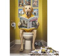 Puzzle 1000 pièces Toilettes Labrador Jaune Puzzles Carrés Créatifs en Bois pour Adultes Cadeaux de Noël 1000 pièces (75 x 50 cm)
