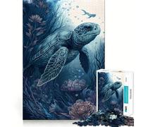 Puzzle 1000 pièces Tortue Ami Imaginaire Pièces découpées nettes Jeu de compétences cognitives Moment de Calme et de Divertissement Décoration Artistique de Noël (38x52cm)