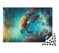 Puzzle 1000 pièces Tortue Animaux Puzzles pour Adultes Jeux en Bois Puzzle défi Jouet (Taille 75x50 cm)