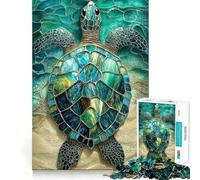 Puzzle 1000 pièces Tortue Marine en vitrail, idéal pour Adultes 50x75cm Un Cadeau Original et Stimulant !