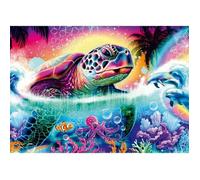 Puzzle 1000 pièces - Tortue néon - 69,3 x 49,3 cm - Multicolore - Thème Animaux