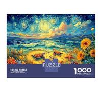 Puzzle 1000 Pièces Tortues de Mer Étoilées, 52x38 cm, Jeu Éducatif Difficile Océan Étoilé pour Participation Conjointe d'Adultes et Familles