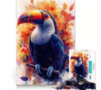 Puzzle 1000 pièces Toucan Aquarelle Art Bords Parfaits Jeu Cognitif Jeu de Réflexion Jeu de Motivation Décoration de Noël (38x26cm)